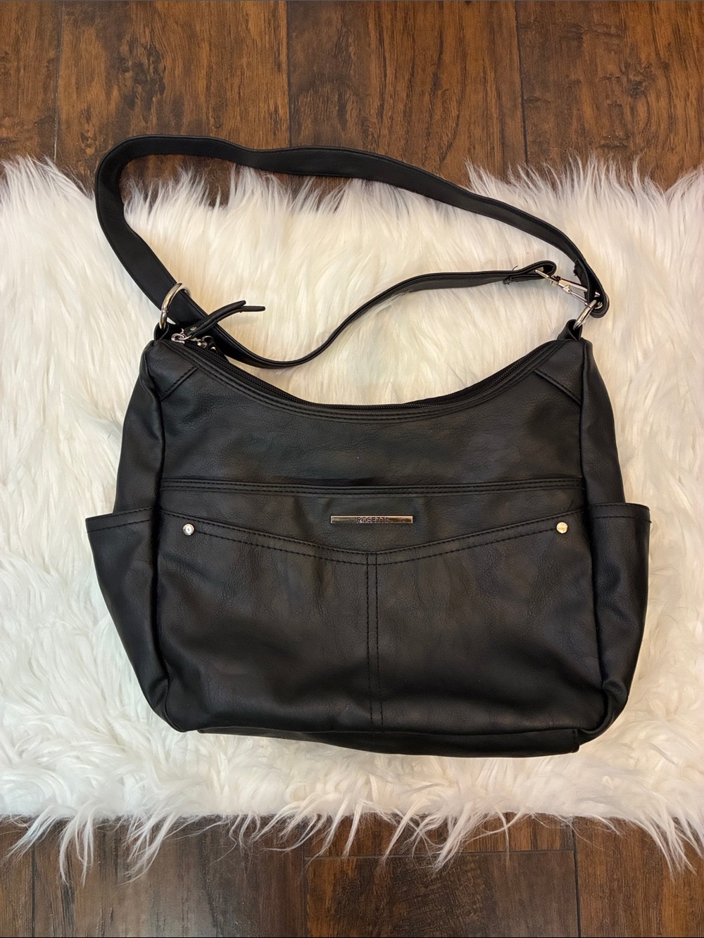 Rosetti Black Shoulder Bag with Side Pockets